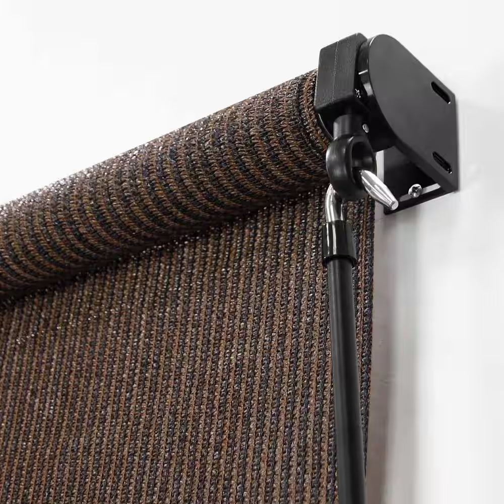 Chocolate Cordless UV Blocking Weather-Resistant Fabric HDPE Exterior Roller Shade 96 In. W X 96 In. L