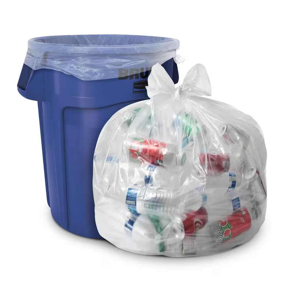33 Gal. 1.5 Mil Equiv. Heavy-Duty Clear Recycling Bags (100-Count)