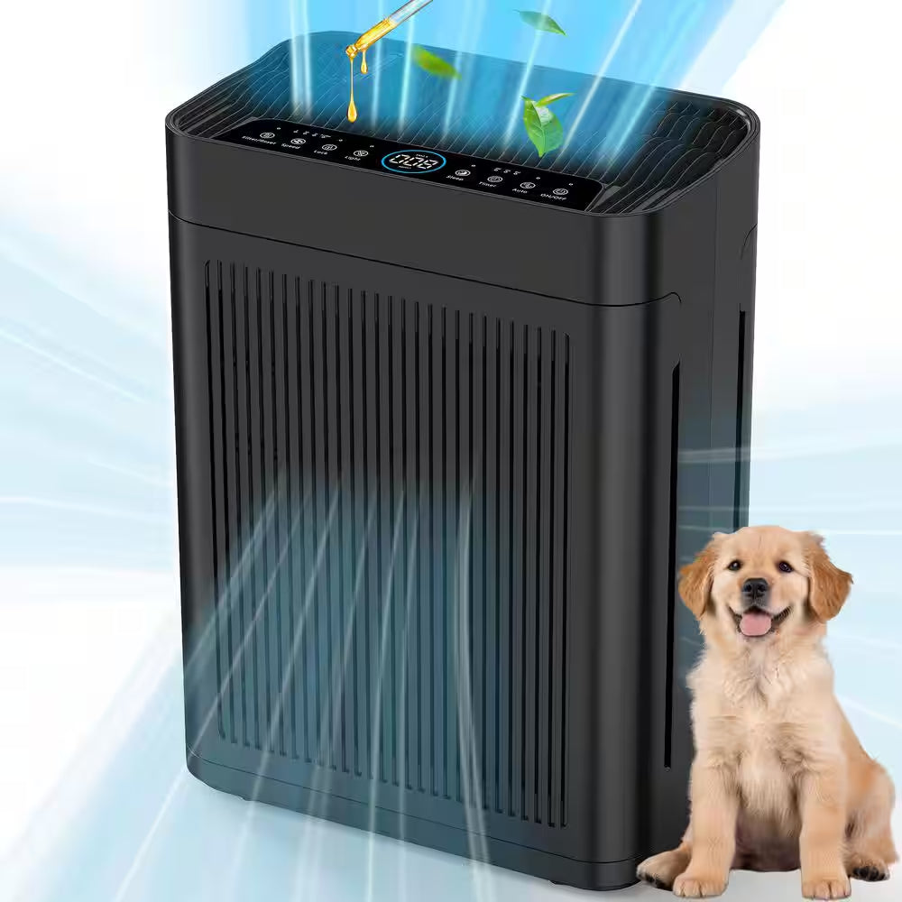 3000 Sq. Ft. Black HEPA Personal Room Air Purifier with Smart Controls and Whisper-Quiet, Air Quality Monitoring