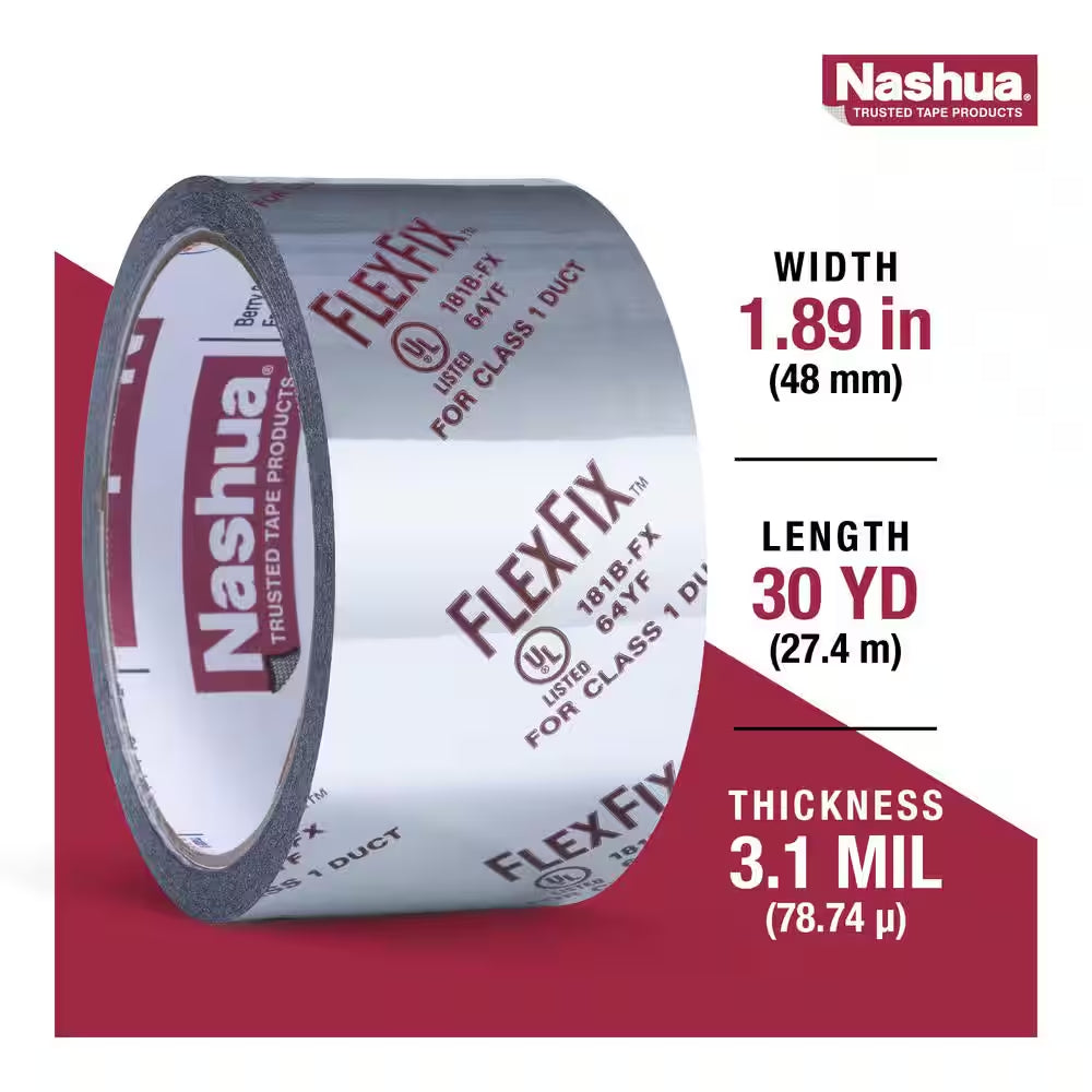 1.89 In. X 30 Yd. Dryer Vent Installation Air Duct Accessory Duct Tape