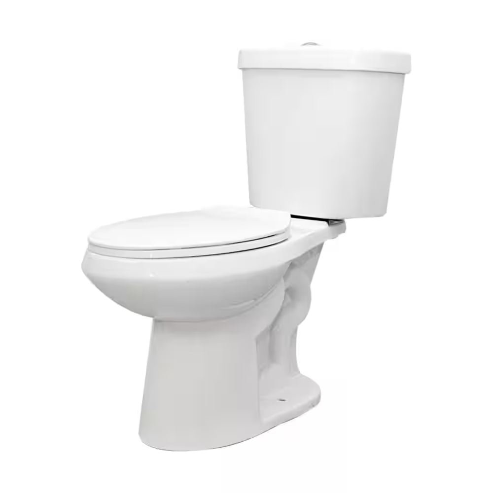 12 Inch Rough in Two-Piece 1.1 GPF/1.6 GPF Dual Flush Elongated Toilet in White Seat Included