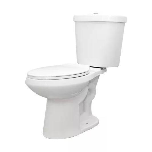 12 Inch Rough in Two-Piece 1.1 GPF/1.6 GPF Dual Flush Elongated Toilet in White Seat Included