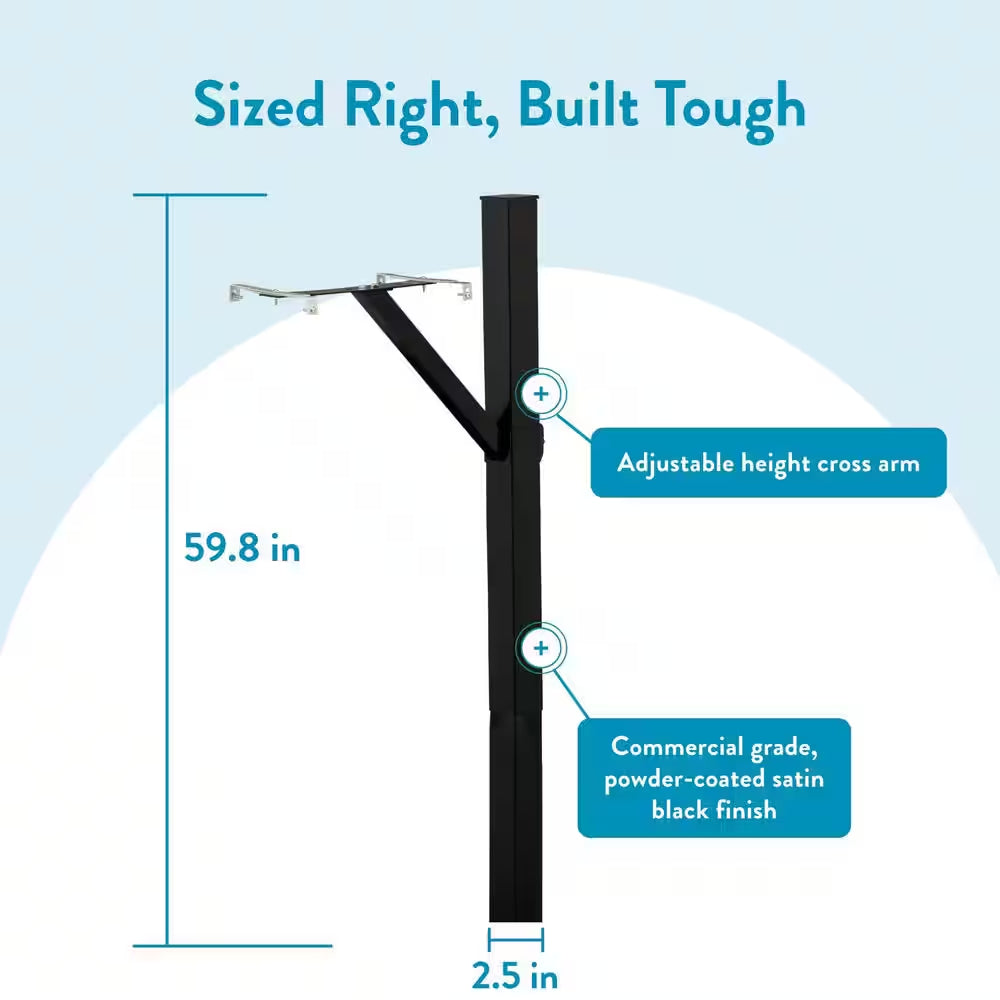 Steel Drive-In, Top Mount, Mailbox Post Kit, Black