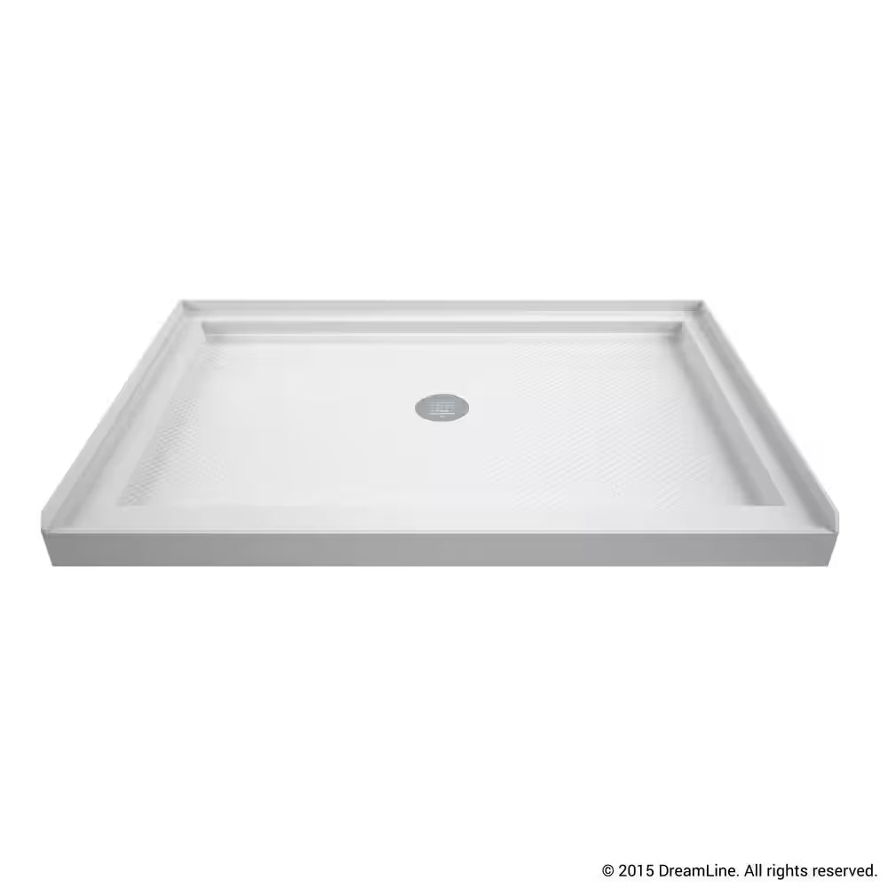 Slimline 48 In. X 36 In. Single Threshold Alcove Shower Pan Base in White with Center Drain