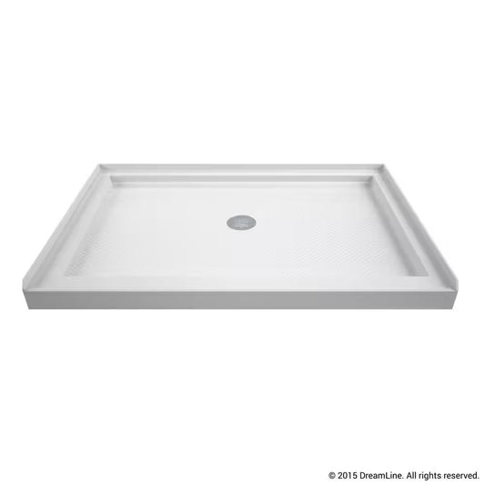 Slimline 48 In. X 36 In. Single Threshold Alcove Shower Pan Base in White with Center Drain