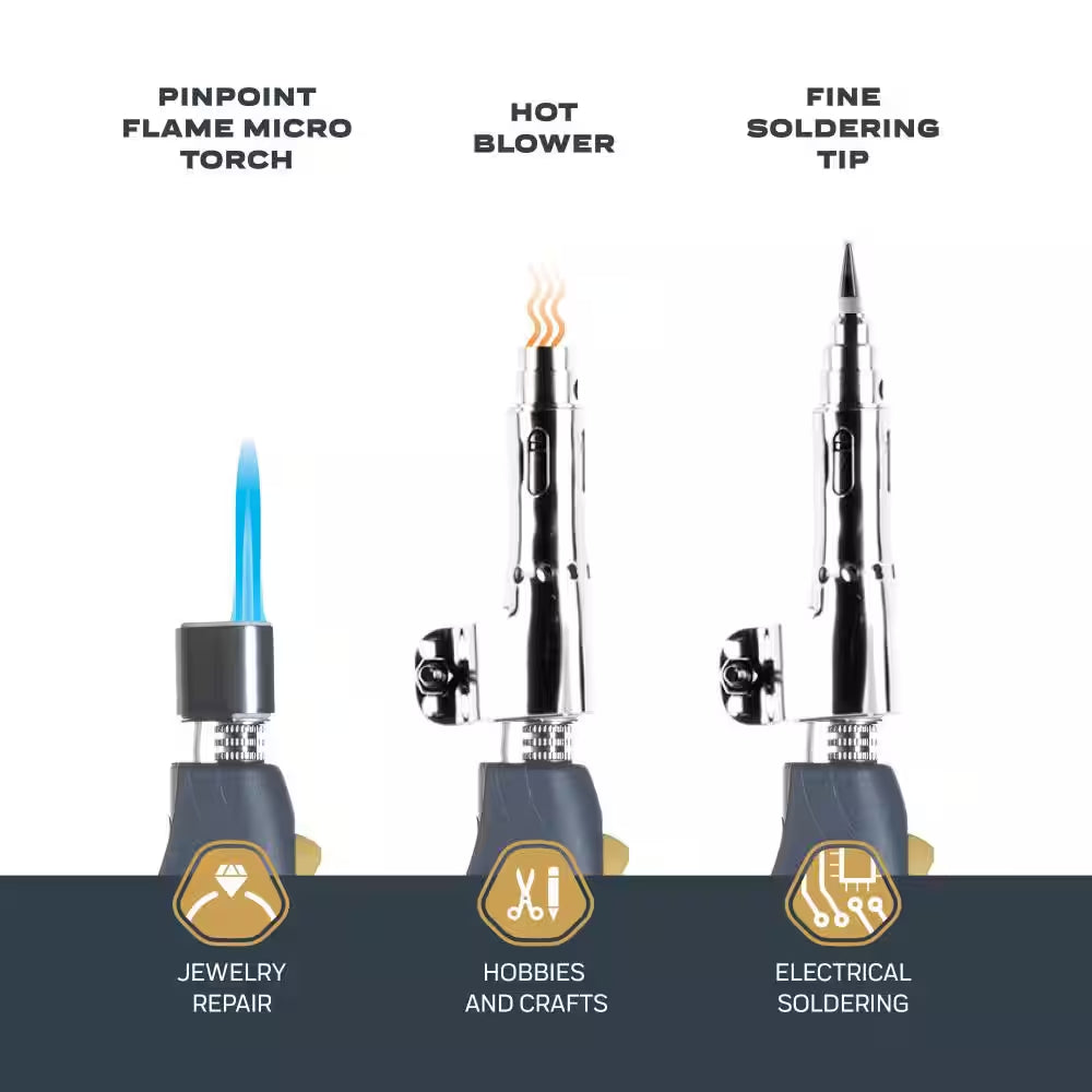 Butane Detail Torch with Soldering Tip, Trigger Ignition and Flame Lock