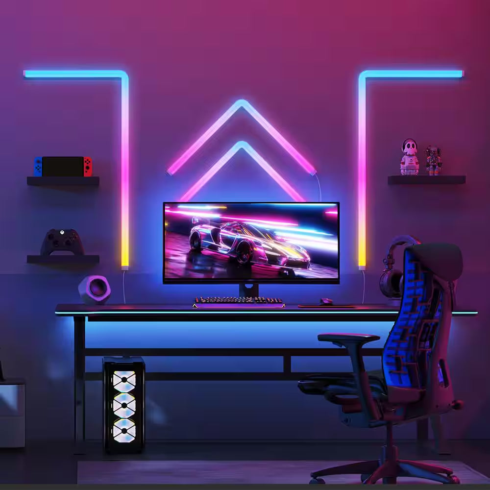 Glide RGBIC 36-Watt Equivalent Smart Integrated LED Color Changing Plug-In Wi-Fi Enabled Wall Light (10-Piece)