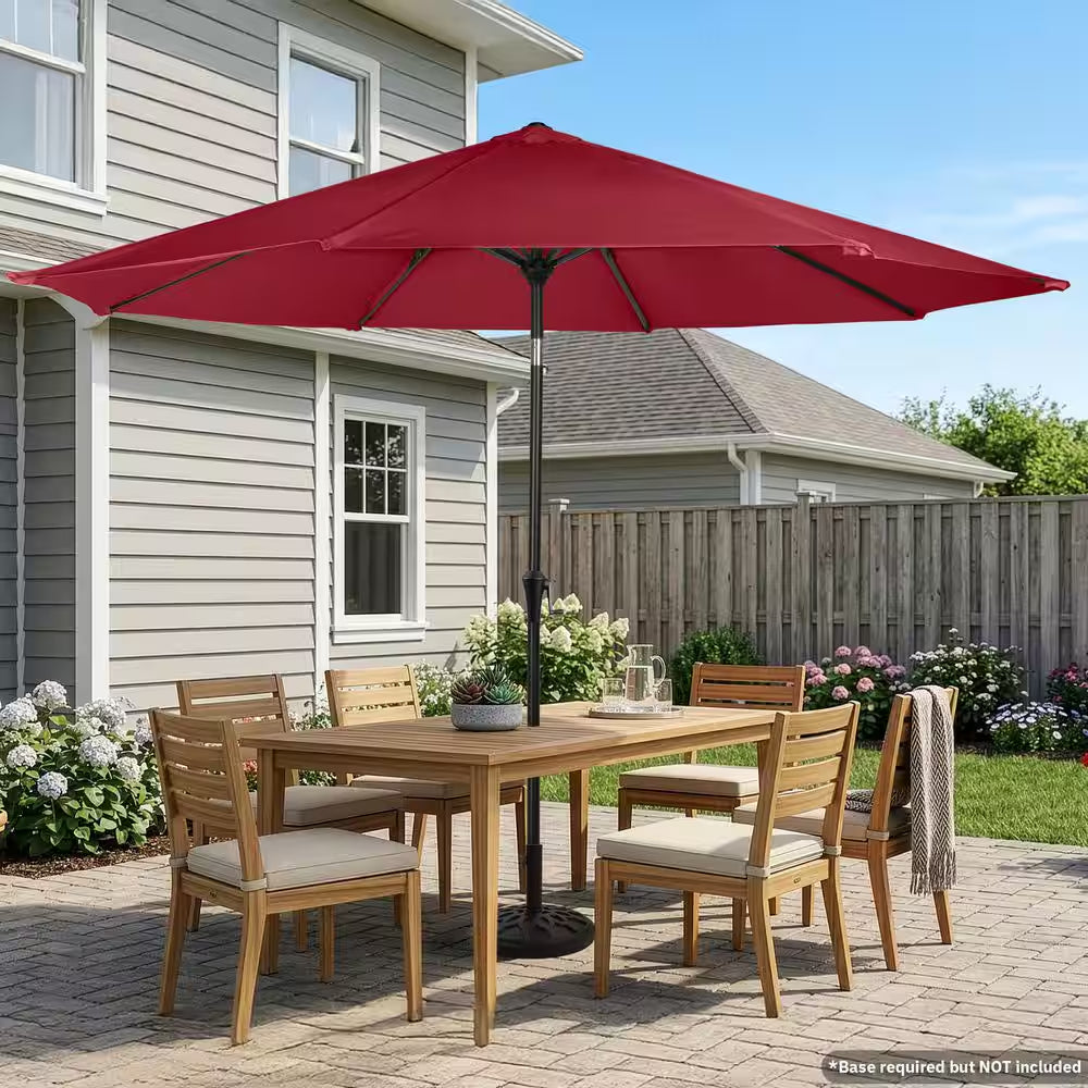 10 Ft. Aluminum Outdoor Patio Umbrella with Auto Tilt, Easy Crank Lift in Red