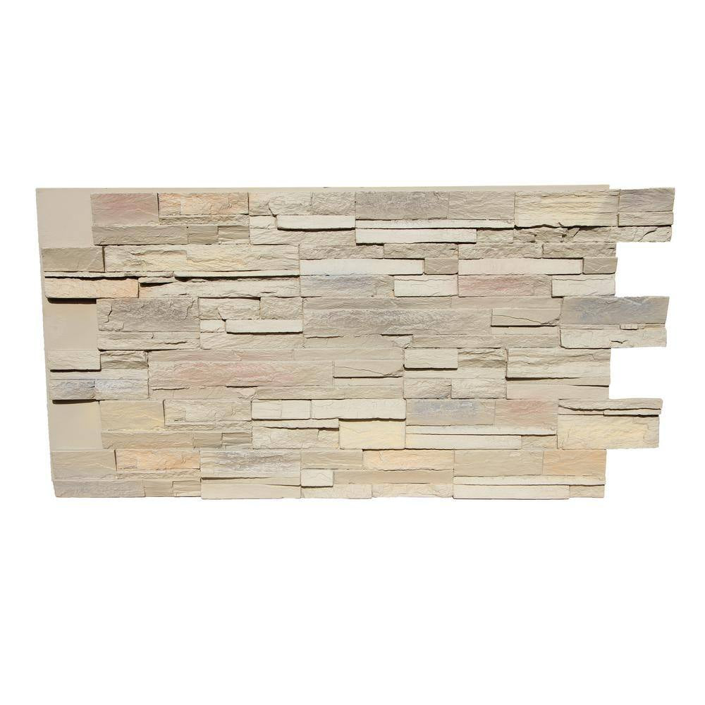 Stack Stone 48 In. X 24.25 In. Polyurethane Interlocking Siding Panel Finished in Khaki Argile
