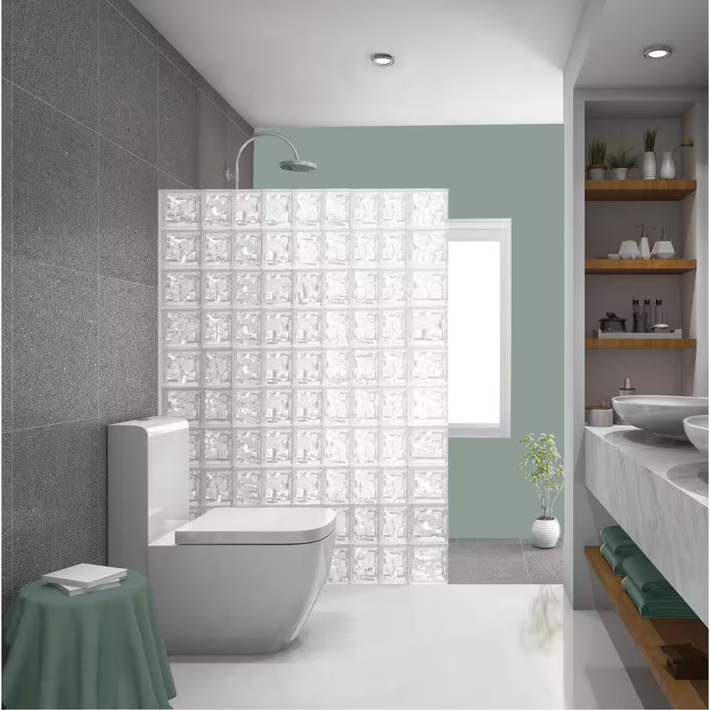 Nubio 4 In. Thick Series 6 In. X 8 In. X 4 In. (8-Pack) Wave Pattern Glass Block (Actual 5.75 X 7.75 X 3.88 In.)