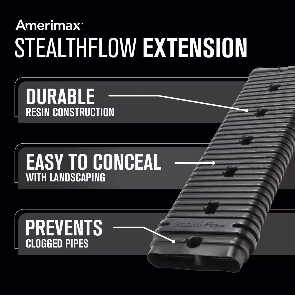 Stealth Flow 24 In. Black Vinyl Low Profile Downspout Extension Only