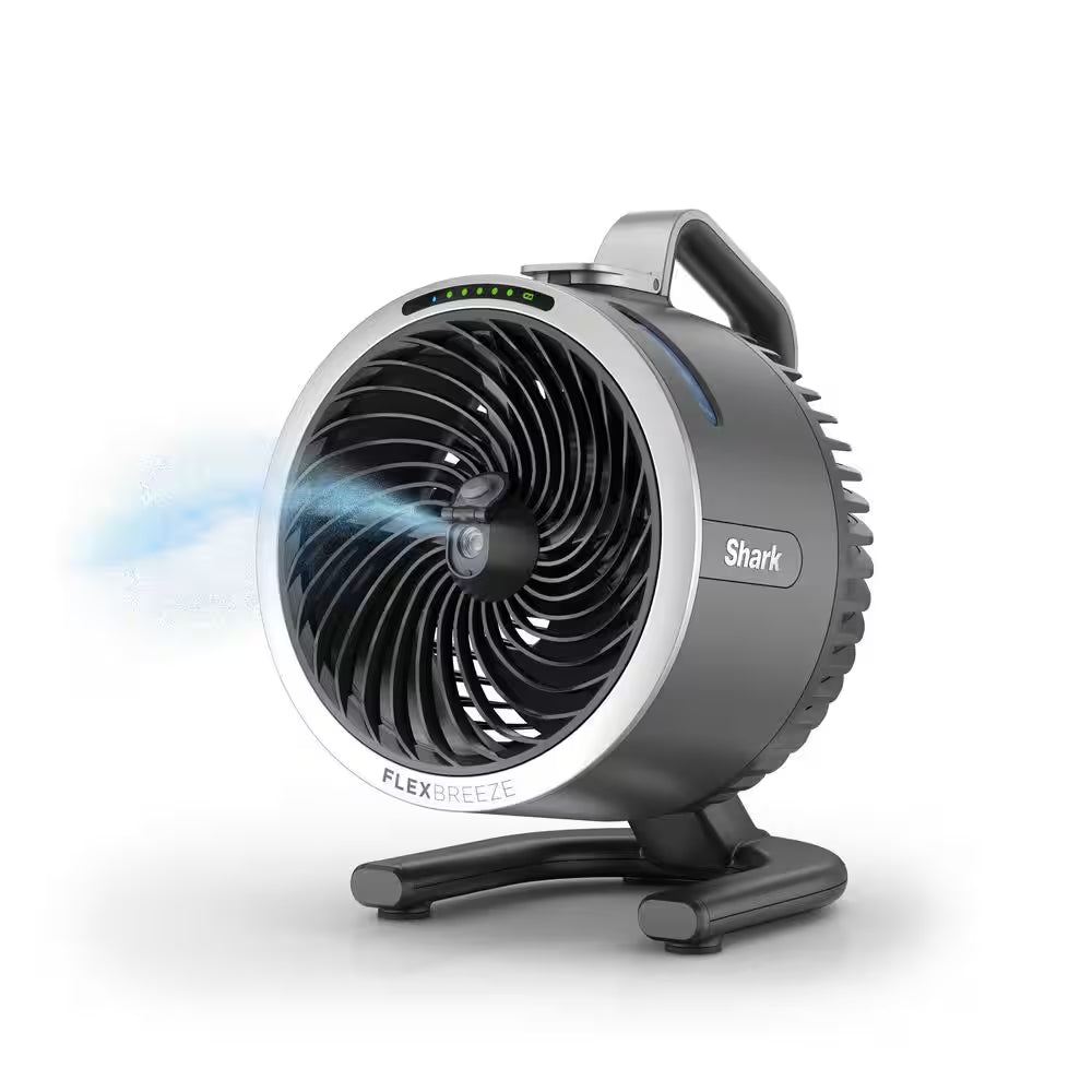 Flexbreeze Hydrogo 8.4 In. 5-Fan Speeds Personal Misting Portable Fan in Dark Grey with Ultra-Quiet Cooling