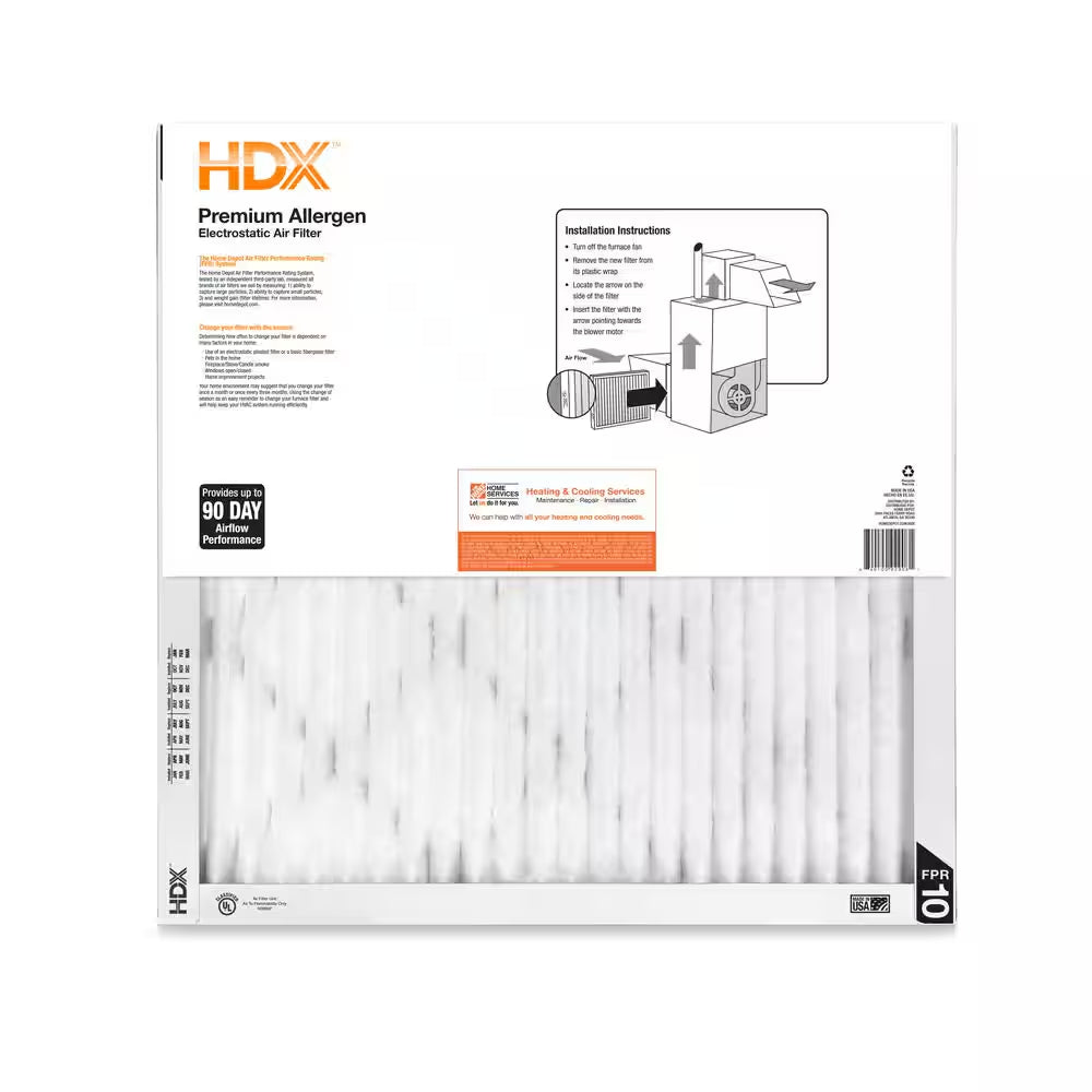 20 In. X 20 In. X 1 In. Premium Pleated Furnace Air Filter FPR 10, MERV 13