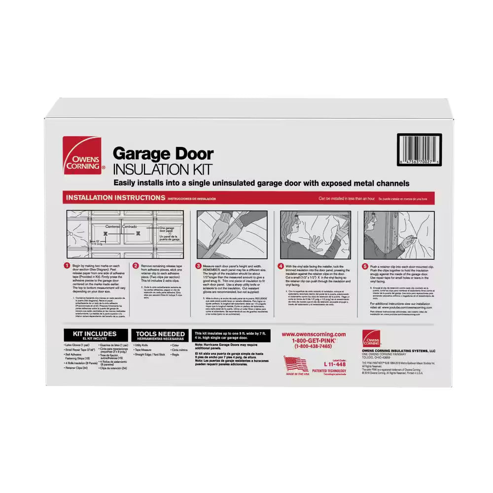 Garage Door Fiberglass Insulation Kit 22 In. X 54 In. (8-Panels)