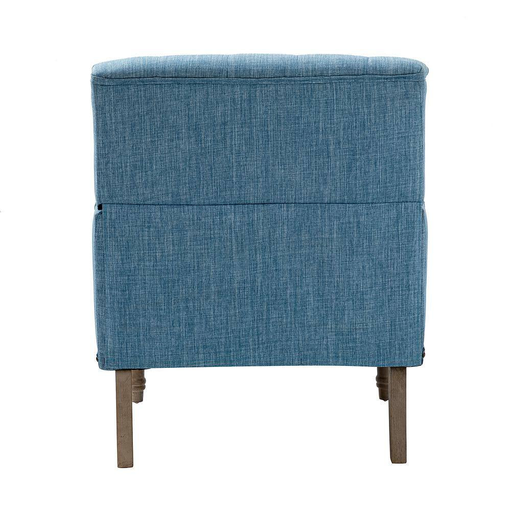 Leobarda Classic Traditional Blue Tufted Armchair with Nailhead Trim and Solid Wood Legs