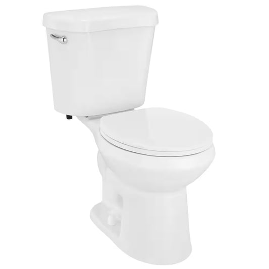 12 Inch Rough in Two-Piece 1.28 GPF Single Flush round Toilet in White Seat Included