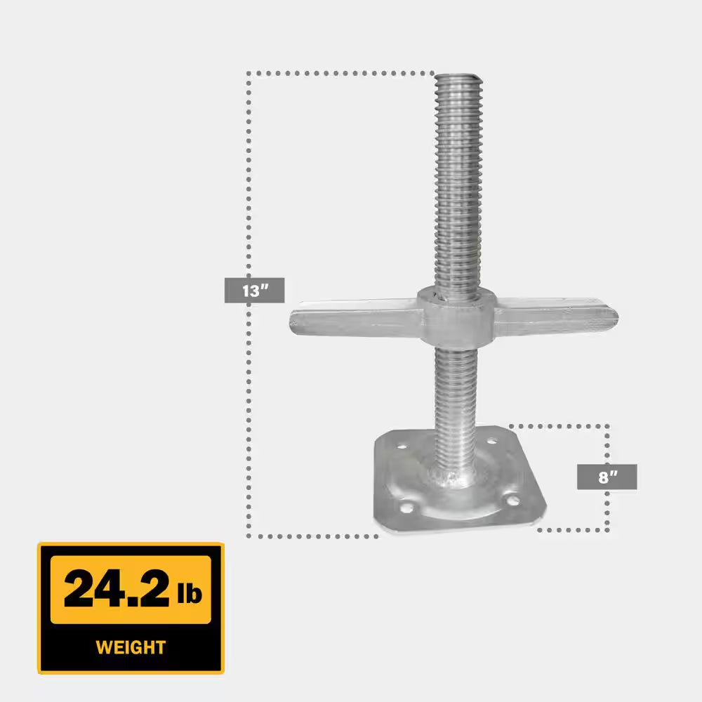 12 In. Galvanized Steel Leveling Jacks Adjustable up to 6 Inches for Baker Scaffolding, 4-Pack