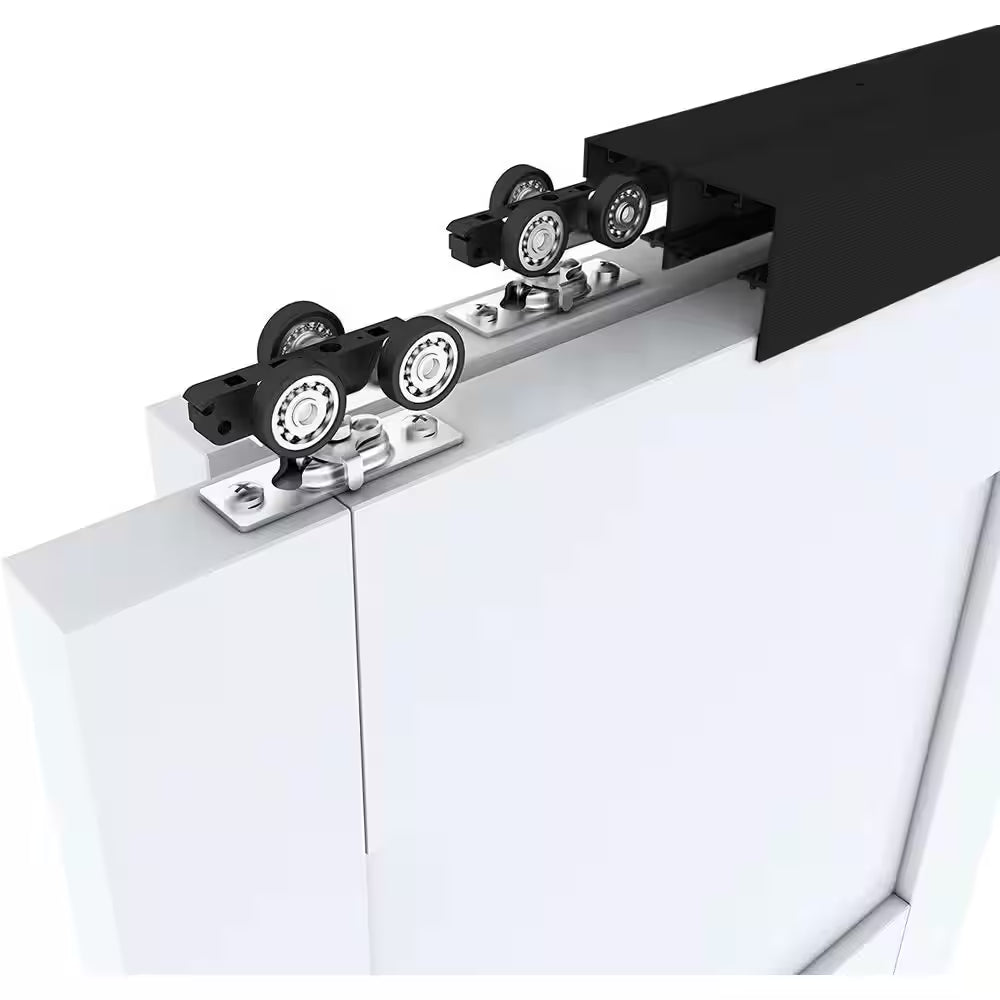 72 In. Black Aluminum Sliding Bypass Track and Hardware Set for 2-Door System-Door Not Included