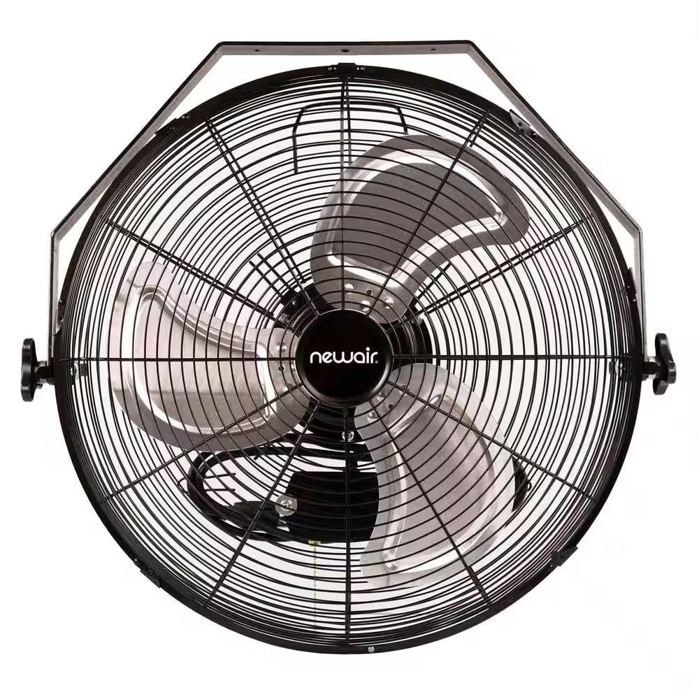 18 In. High Velocity Wall Mounted Fan with 3 Fan Speeds, Sealed Motor Housing and Ball Bearing Motor - Black