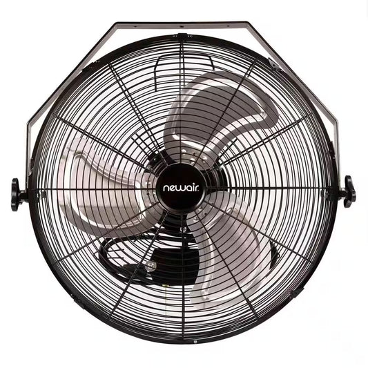 18 In. High Velocity Wall Mounted Fan with 3 Fan Speeds, Sealed Motor Housing and Ball Bearing Motor - Black