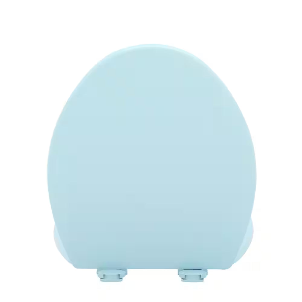 Elongated Enameled Wood Removes for Easy Cleaning Toilet Seat in Dresden Blue