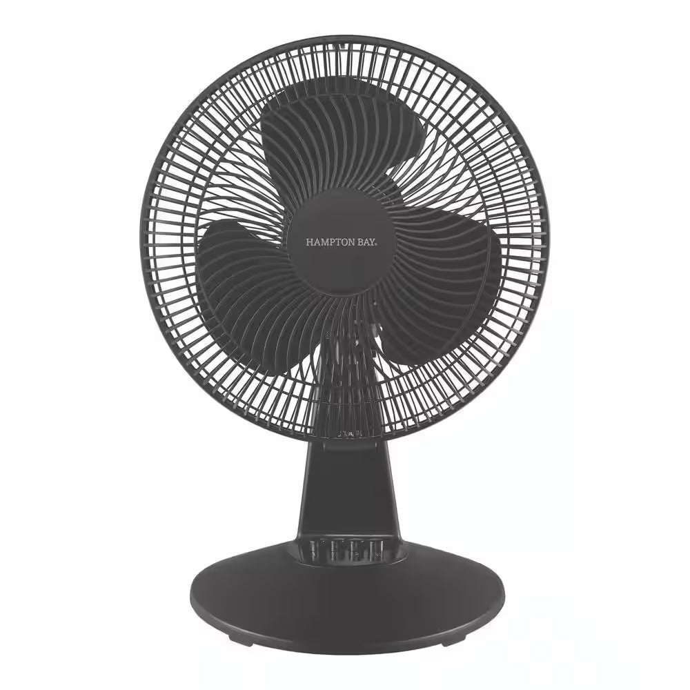 12 In. 3-Speed Oscillating Personal Desk Fan with Tiltable Head in Black