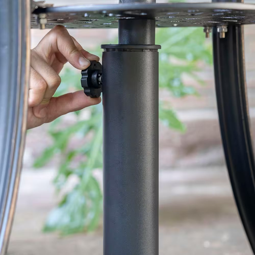 Black Resin and Concrete Outdoor 22 Lb. 18 In. round Patio Umbrella Base, for 1.5 In. Umbrella Poles