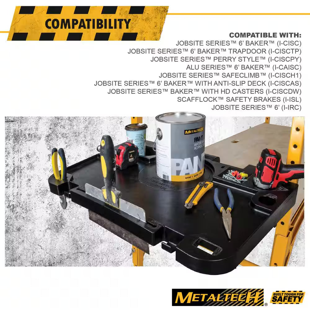 Jobsite 30 In. X 20 In. X 3 In. Polypropylene Tool Box Tray, Parts and Accessories Holder/Organizer for Scaffold