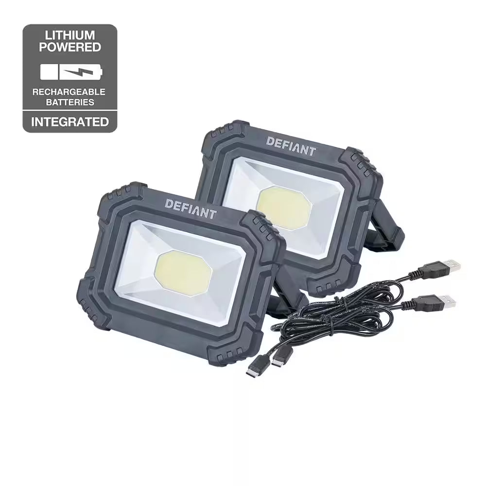 3000 Lumens Rechargeable Magnetic Utility Light with Power Bank (2-Pack )