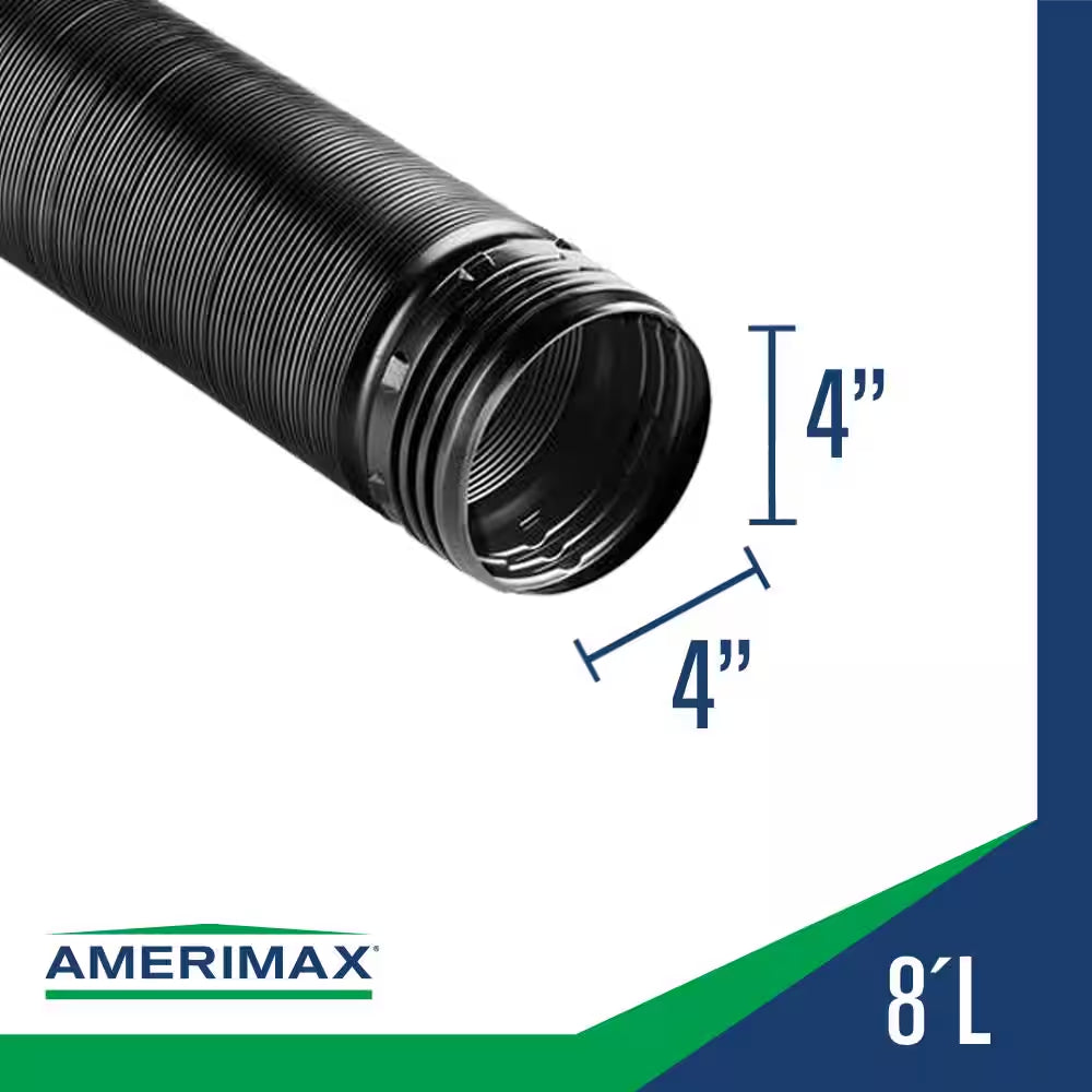 FLEX Drain 4 In. X 8 Ft. Black Copolymer Solid Drain Pipe