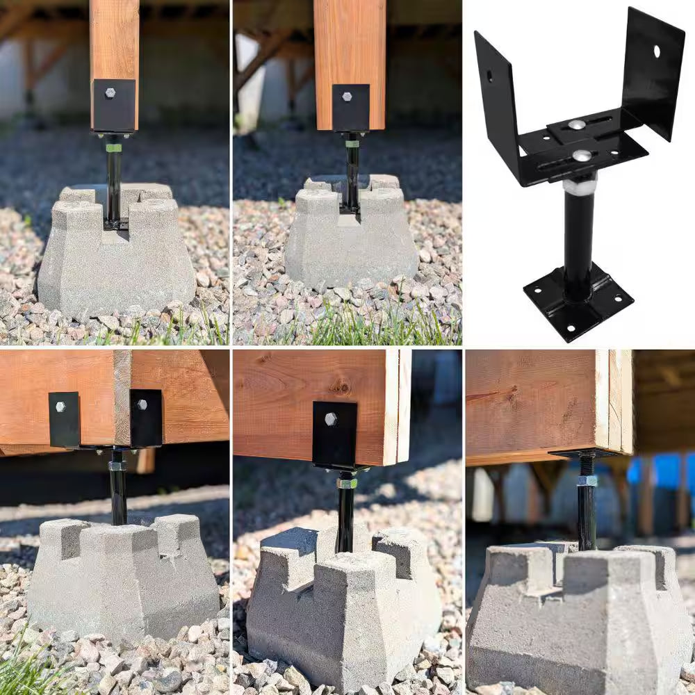 Adjustable Deck Support Multi-Format 33-66 Black (Pack of 2 Units)