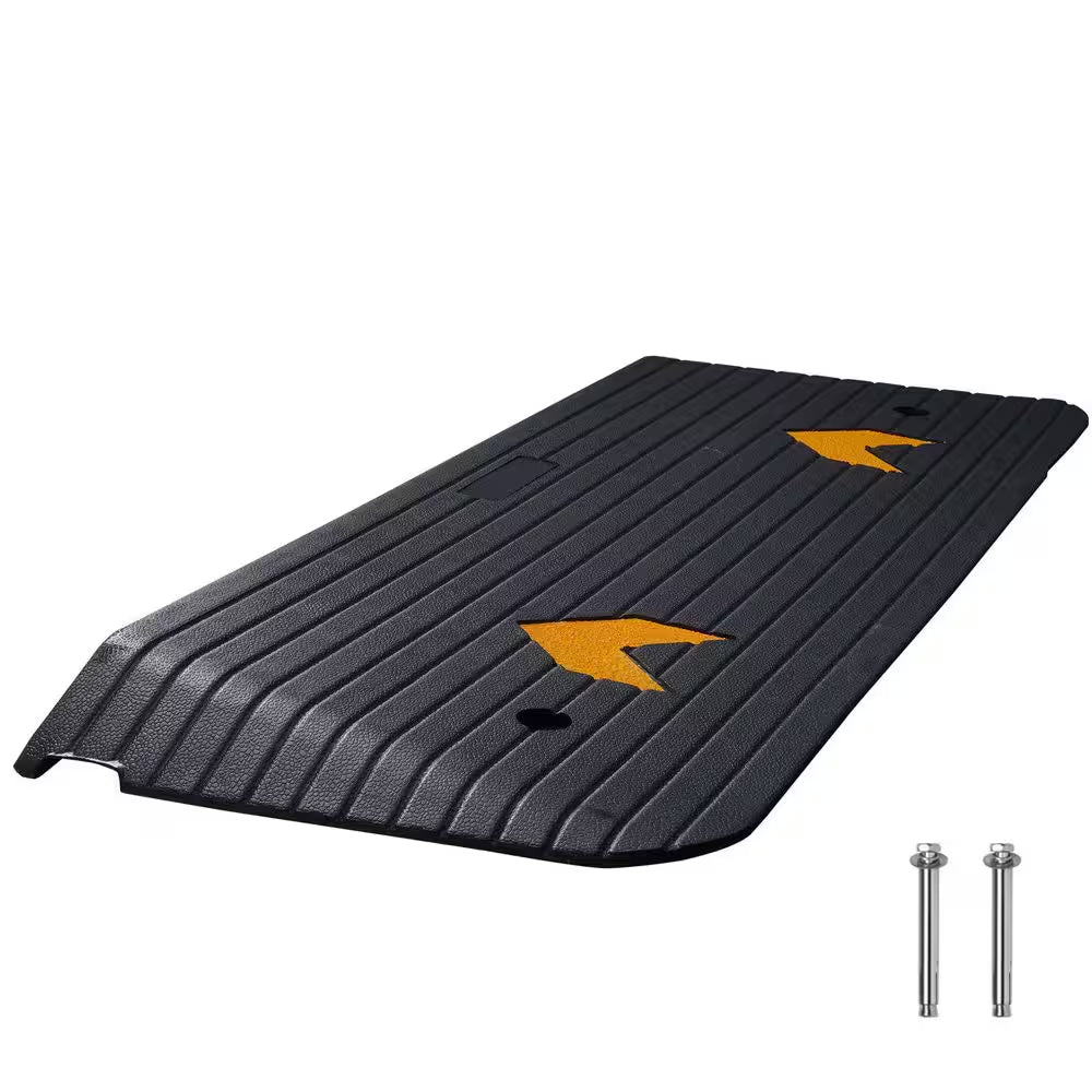 Upgraded Rubber Threshold Ramp, 1.5 In. Rise Wheelchair Ramp Doorway, Natural Curb Ramp Rated 33069 Lbs. Load Capacity