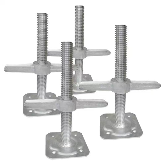 12 In. Galvanized Steel Leveling Jacks Adjustable up to 6 Inches for Baker Scaffolding, 4-Pack