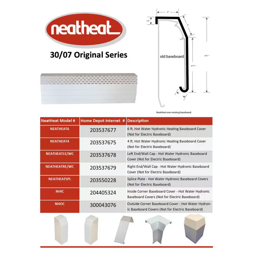 30/07 Original Series Left End/Wall Cap - Hot Water Hot Water Baseboard Cover (Not for Electric Baseboard)