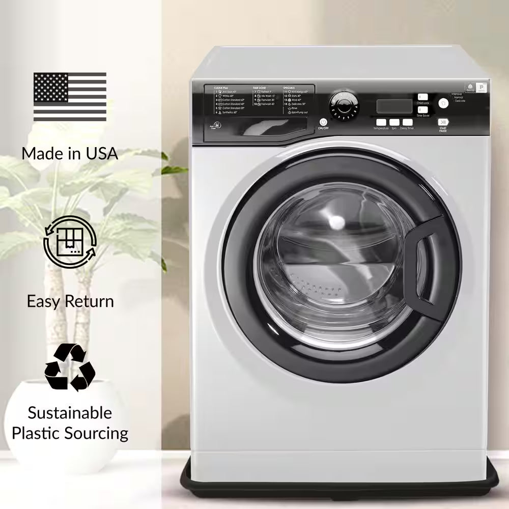 30 In. X 28 In. Plastic Washing Machine Drain Pan with Drainhose Adapter in Black