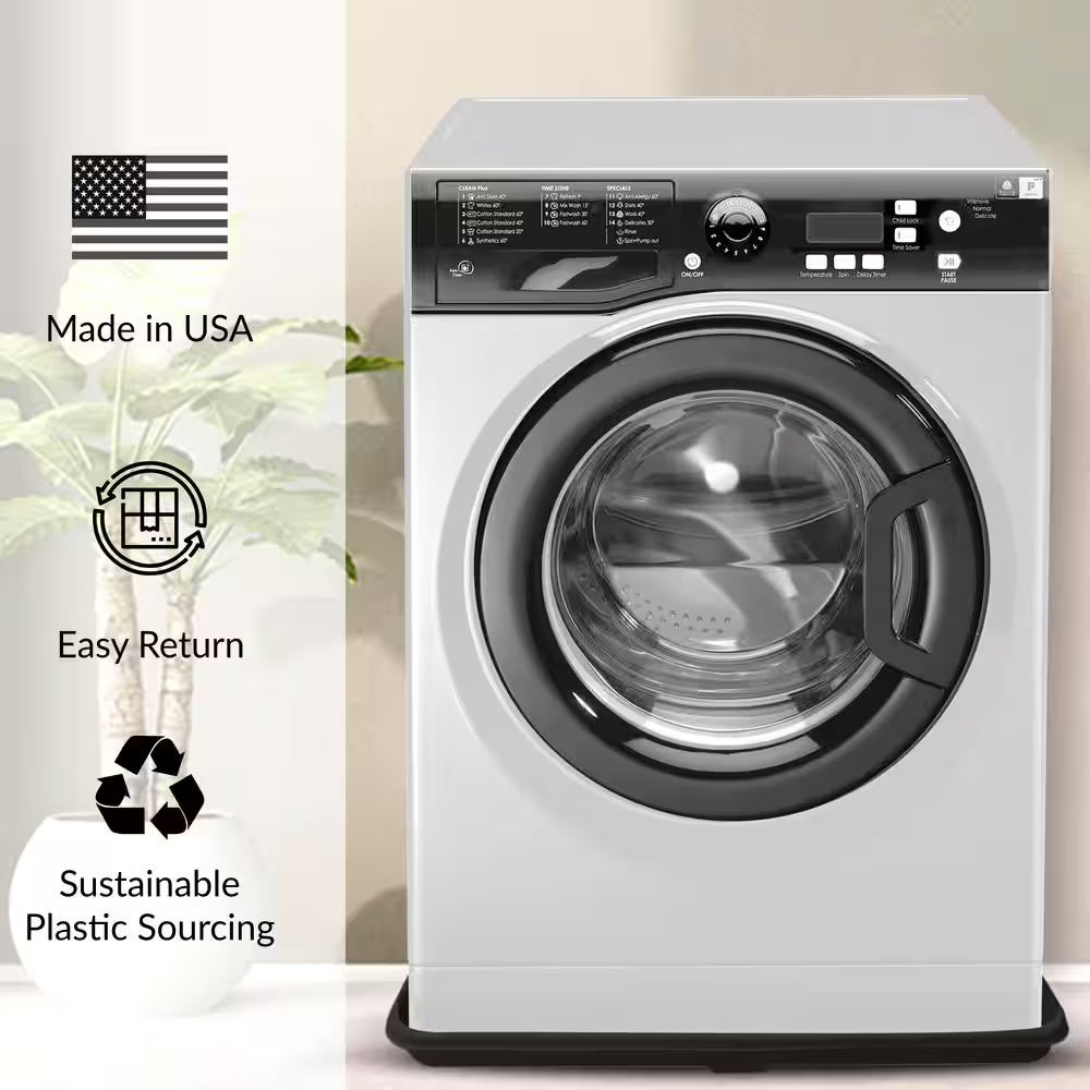 30 In. X 28 In. Plastic Washing Machine Drain Pan with Drainhose Adapter in Black