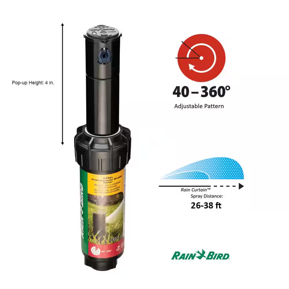 42SA+ 4 In. Pop-Up Gear-Drive Rotor Sprinklers, 40-360 Degree Pattern, Adjustable 26-38 Ft. (4-Pack)