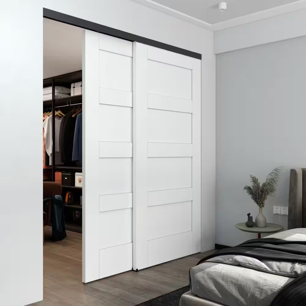 72 In. Black Aluminum Sliding Bypass Track and Hardware Set for 2-Door System-Door Not Included