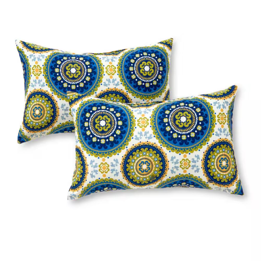 Summer Medallion Lumbar Outdoor Throw Pillow (2-Pack)