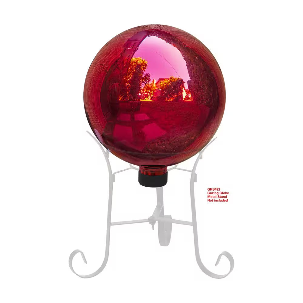 10 In. Dia Indoor/Outdoor Glass Gazing Globe Yard Decoration, Red