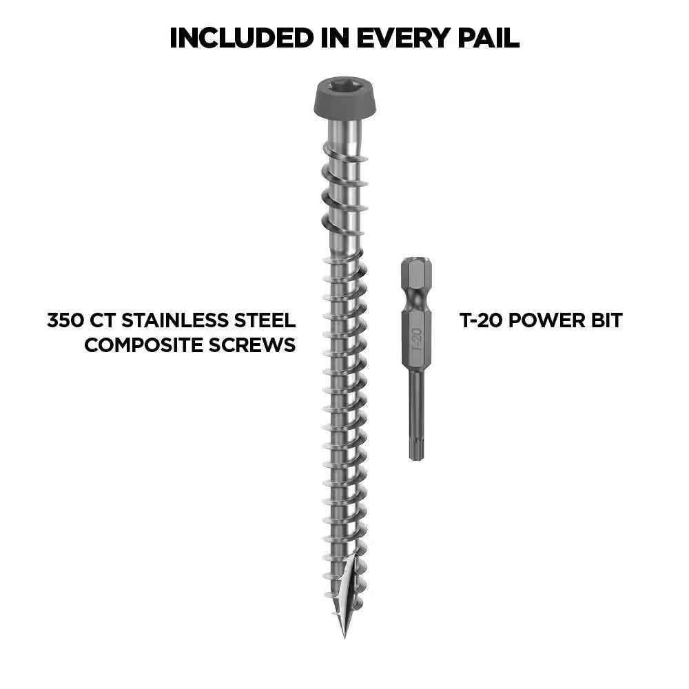 #10 2-1/2 In. 316 Stainless Steel Star Drive Dark Gray Composite Deck Screws (350-Count)