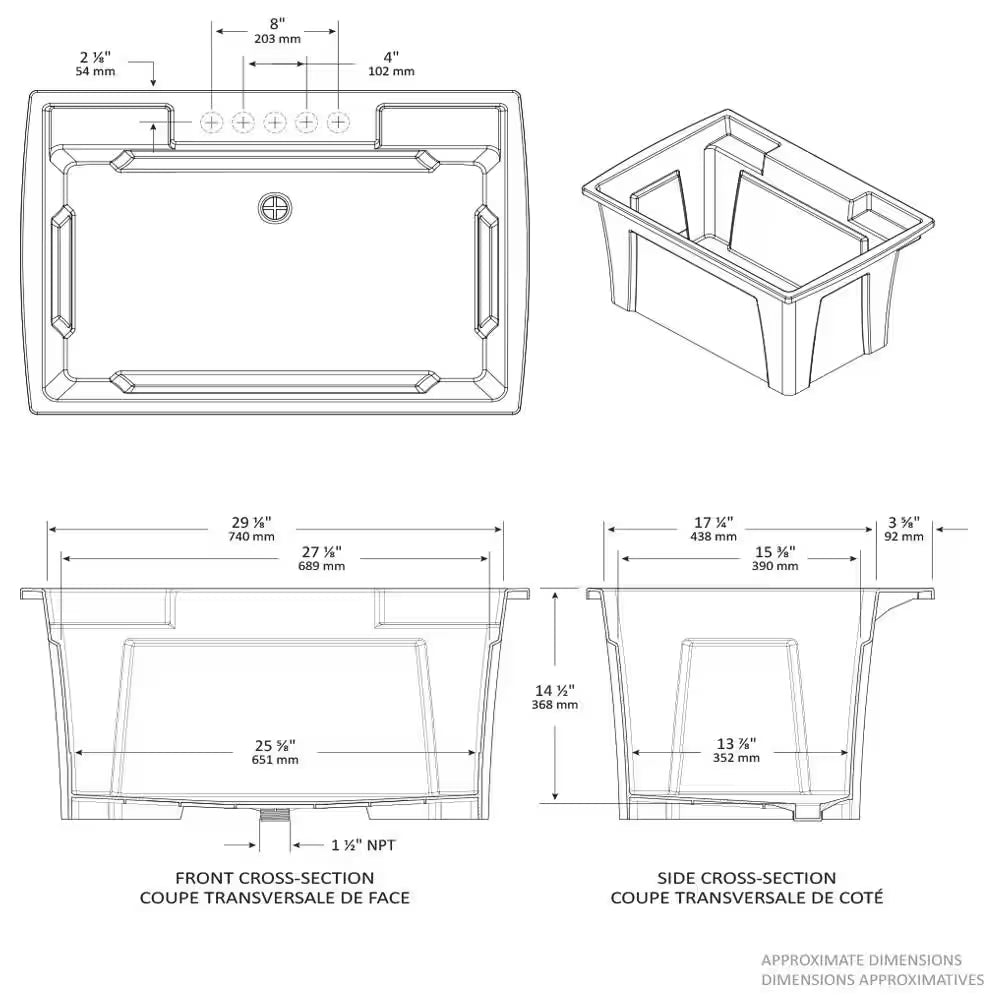 32 In. X 22 In. White Freestanding Utility/Laundry Sink