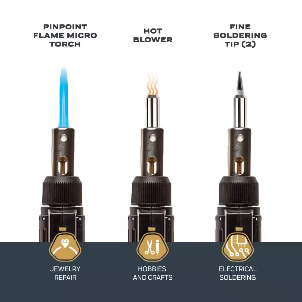 Detail Cordless Pen Torch Butane Torch Kit with 7 Settings and Case