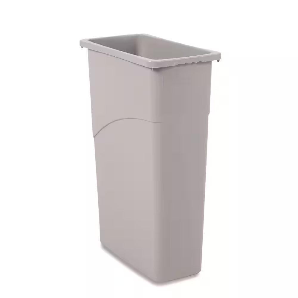 Slim Waste Container, 23 Gal., Gray, Plastic