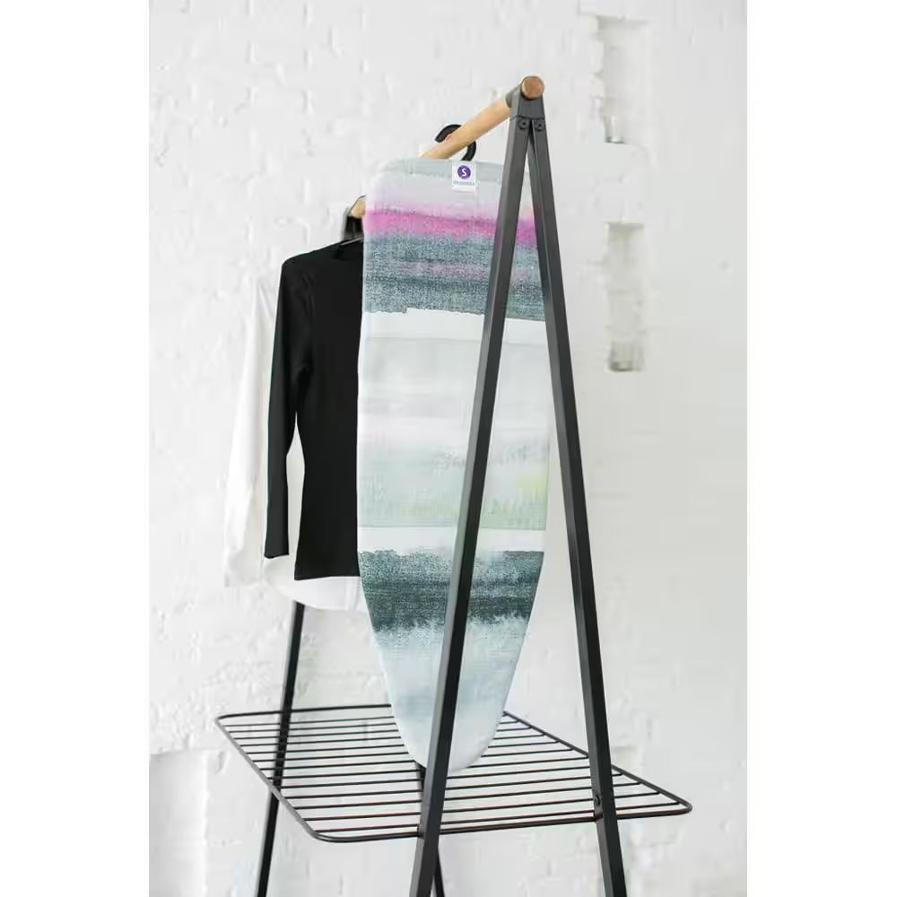 Tabletop Ironing Board S 37 X 12 in with Collapsable Legs and Storage Hook, with Morning Breeze Cover and White Frame