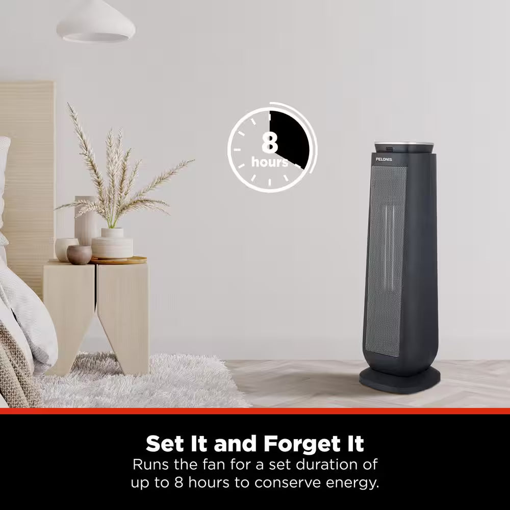 1500-Watt 23 In. Digital Tower Indoor Ceramic Heater Quiet Operation W/ Safety Overheat Protection and Fan Mode in Black