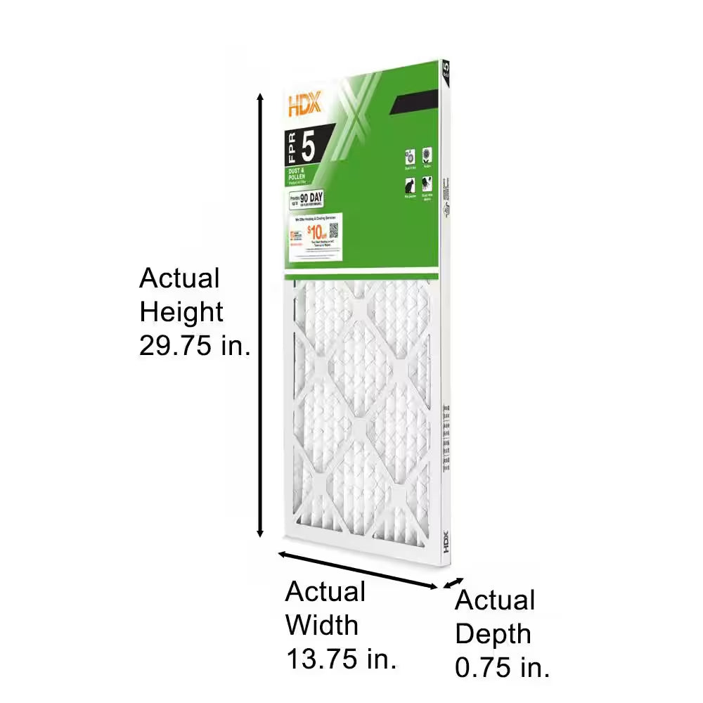 14 In. X 30 In. X 1 In. Standard Pleated Furnace Air Filter FPR 5, MERV 8 (3-Pack)