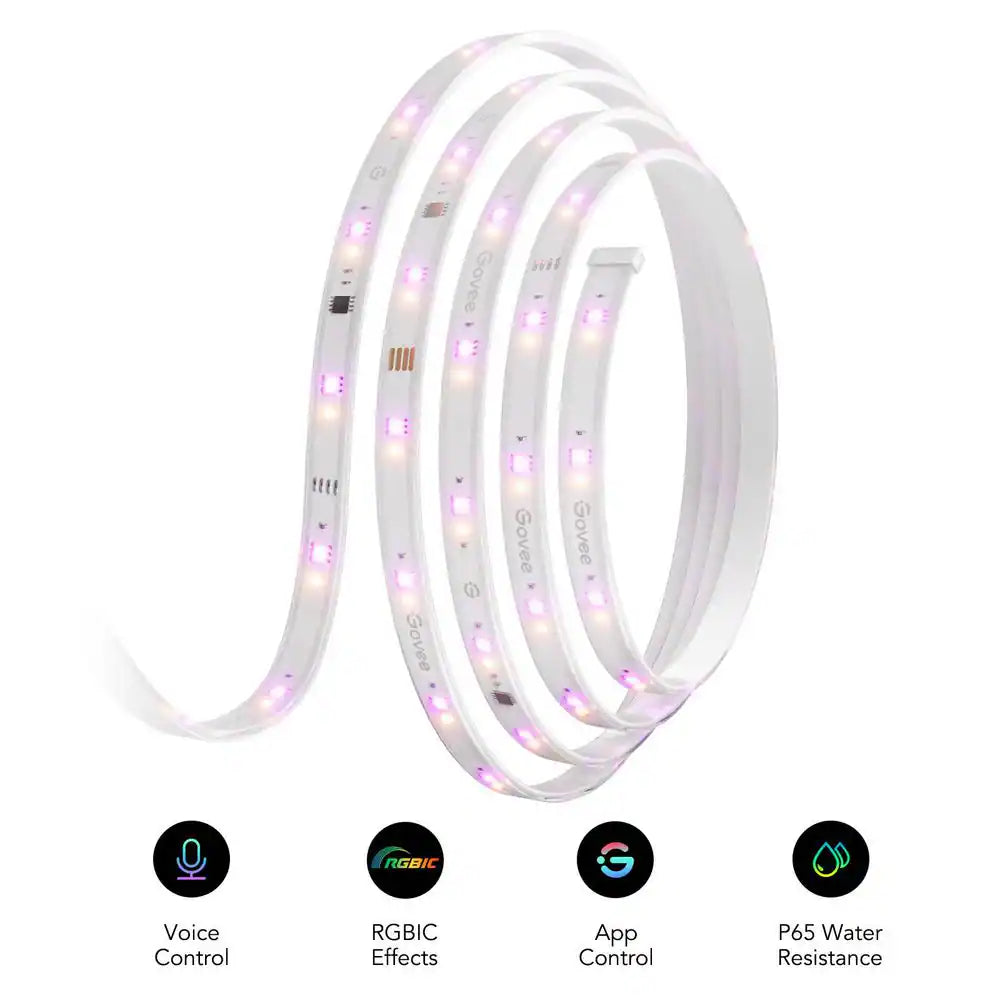 32.8 Ft. Outdoor Plug-In Integrated LED Novelty RGBIC with White Lighting Wi-Fi Enabled String -Light