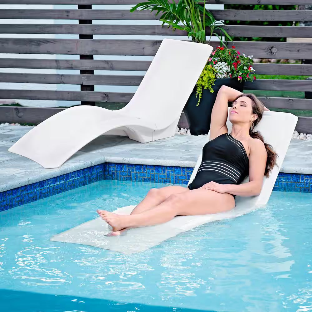 Vero In-Pool and Patio Outdoor Lounger Chair Resin White