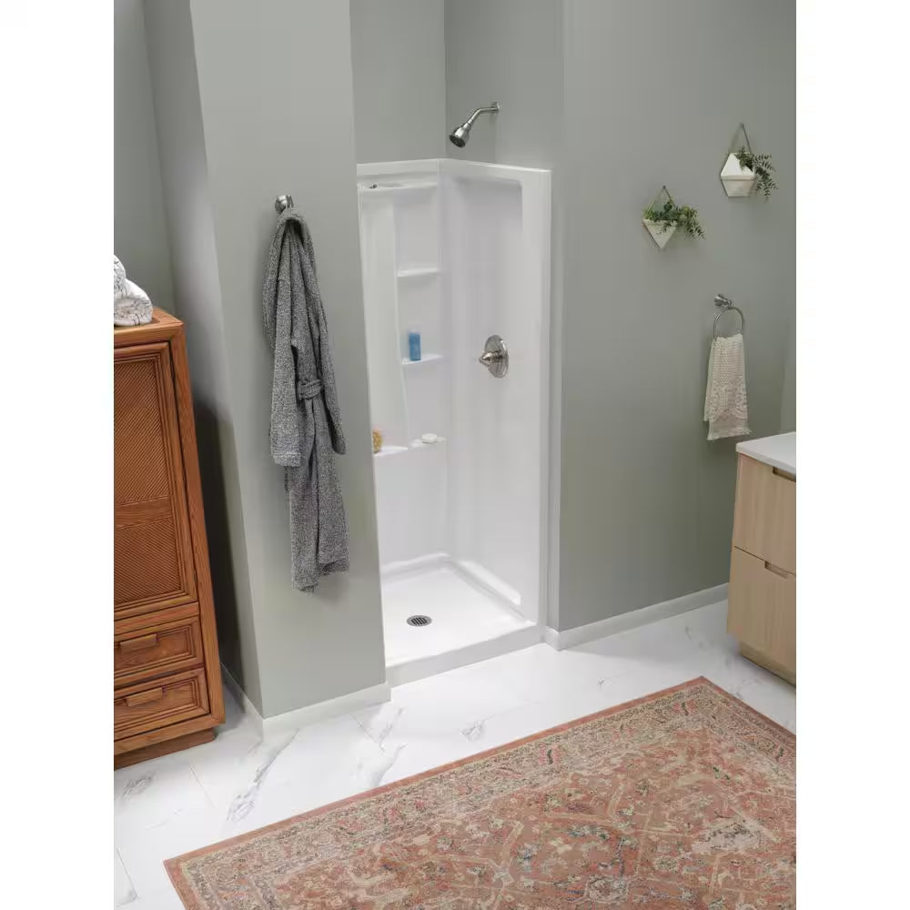 Classic 500 32 In. L X 32 In. W Alcove Shower Pan Base with Center Drain in High Gloss White